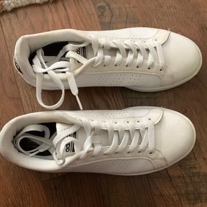 Adidas Cloudfoam White Leather Sneakers Size 9 W